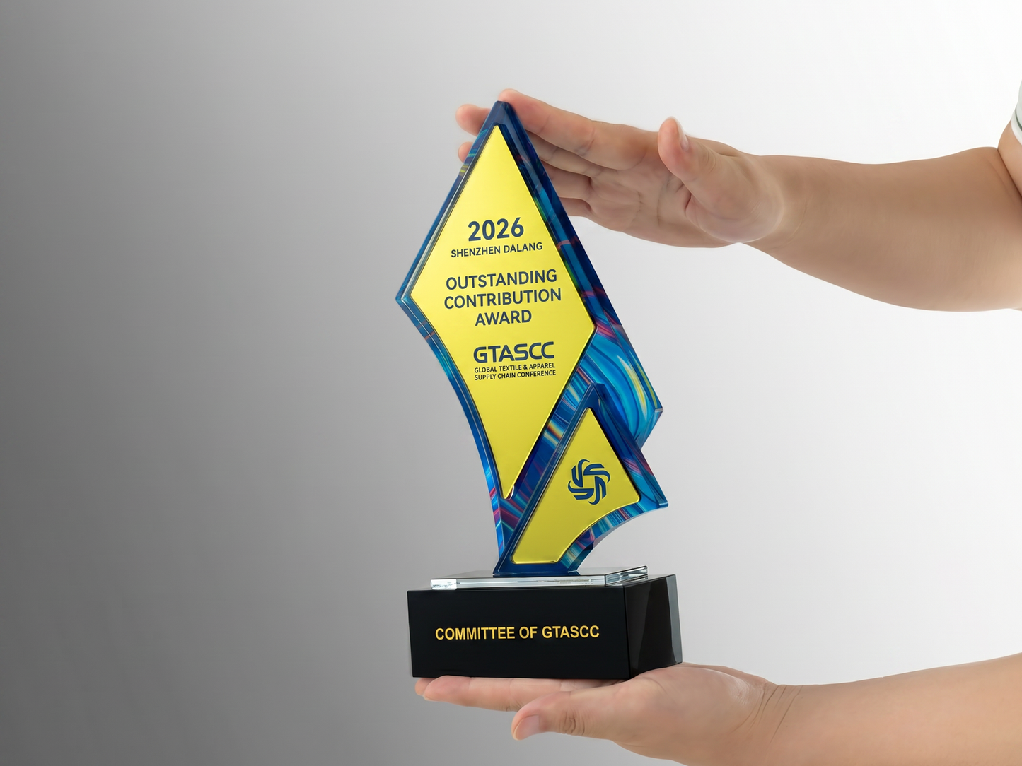 Custom Bolt Geometric Glass & Crystal Award Trophy