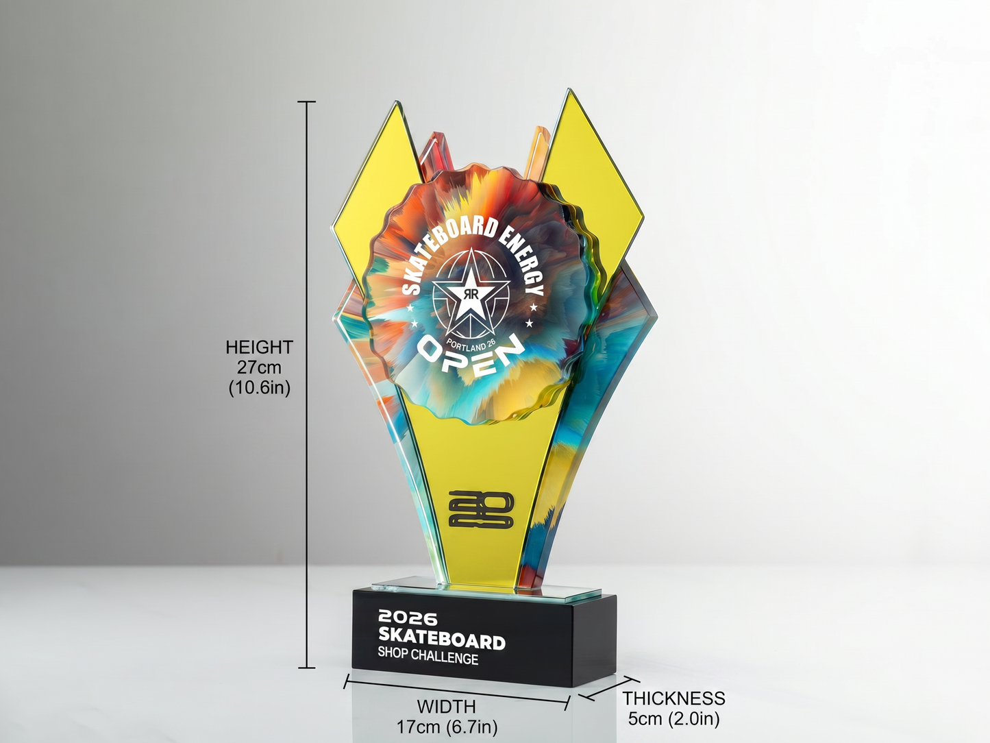 Custom Pinnacle Geometric Glass & K9 Crystal Award Trophy