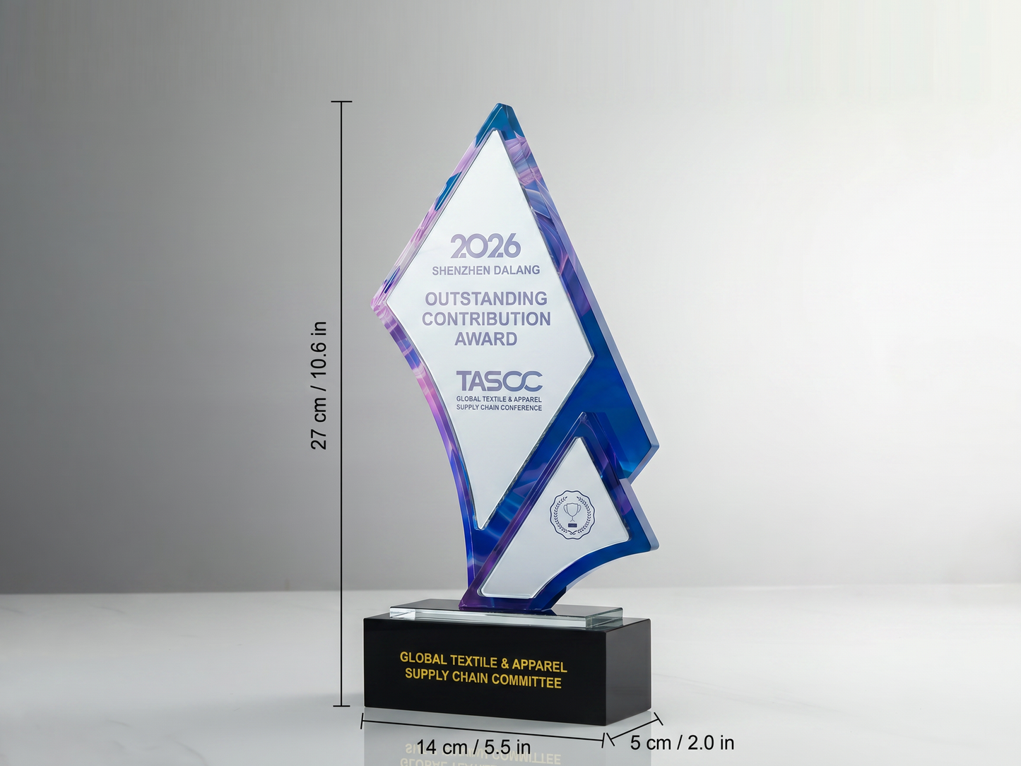 Custom Bolt Geometric Glass & Crystal Award Trophy