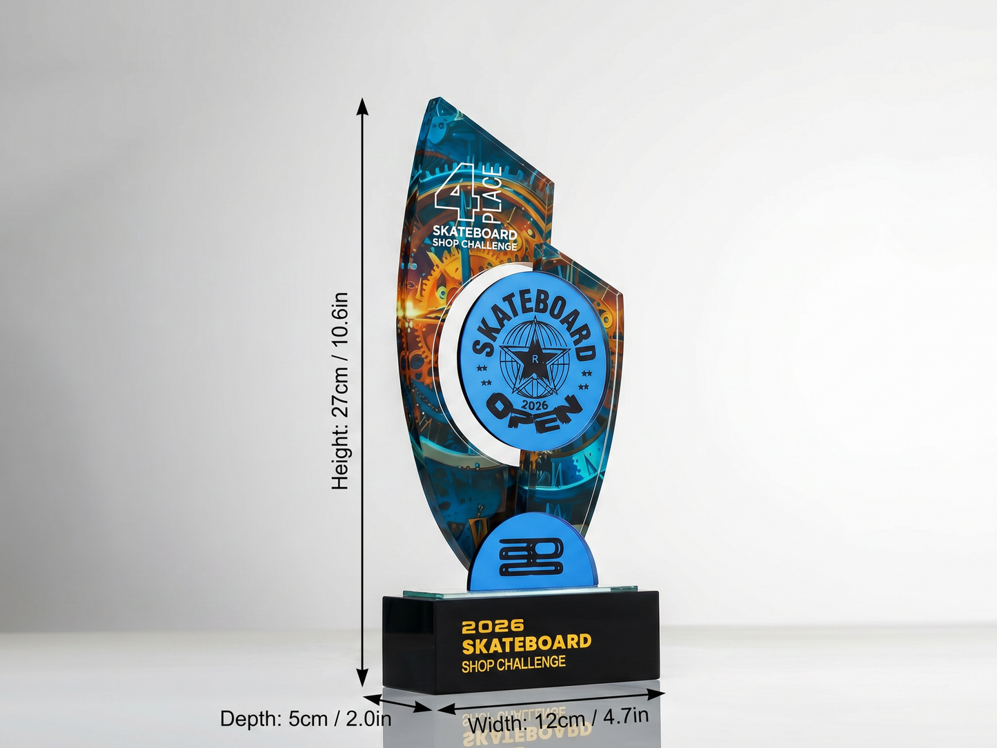 Custom Podium Glass & Crystal Place Award Trophy