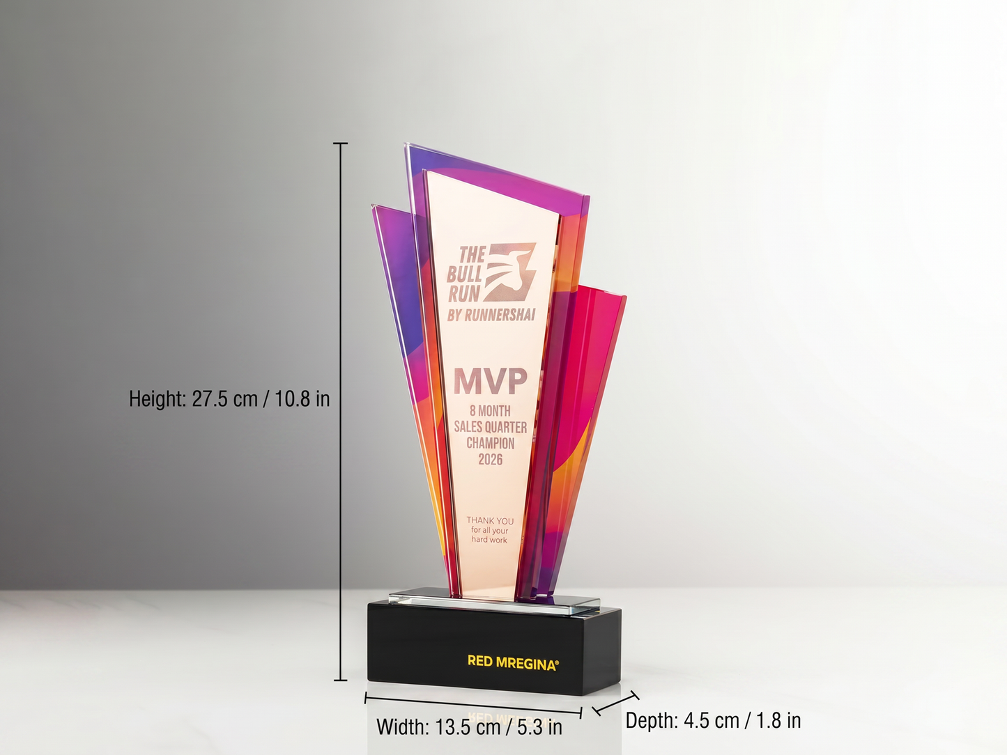 Custom Velocity Layered Glass & Crystal Award Trophy