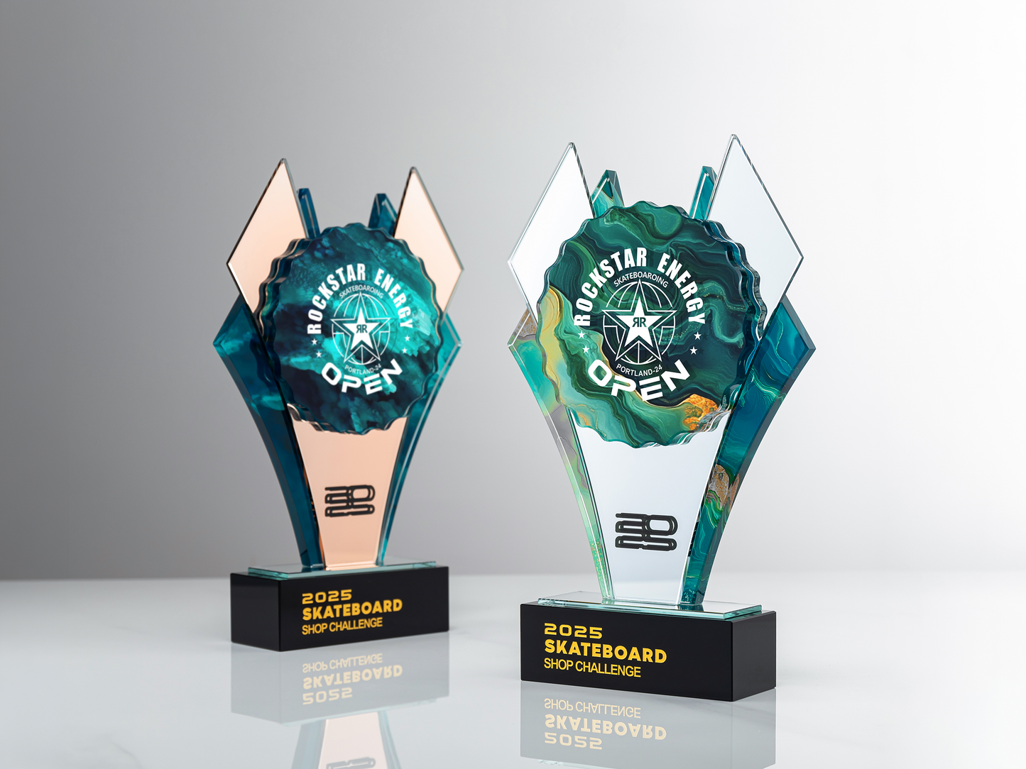 Custom Pinnacle Geometric Glass & K9 Crystal Award Trophy
