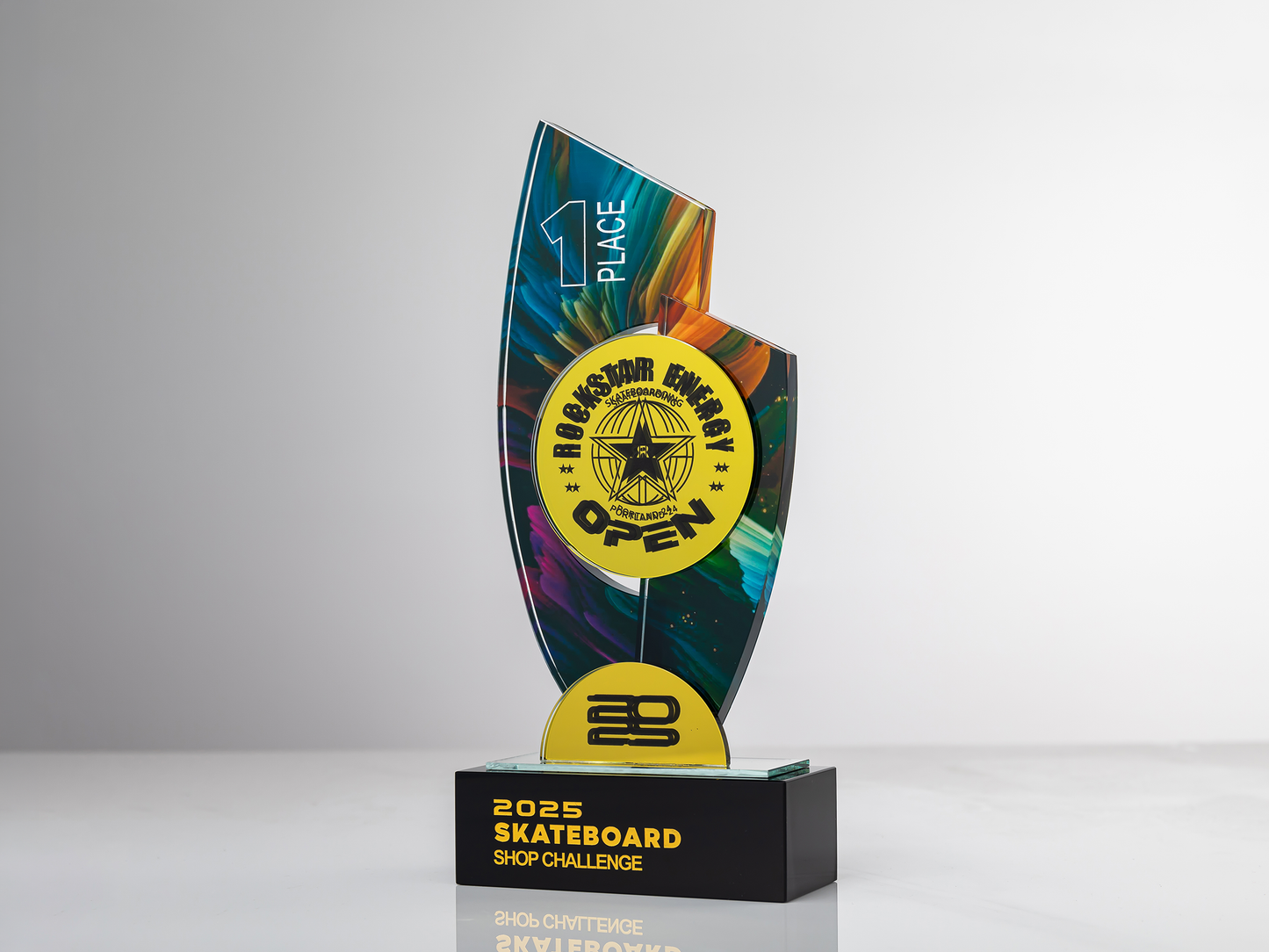 Custom Podium Glass & Crystal Place Award Trophy