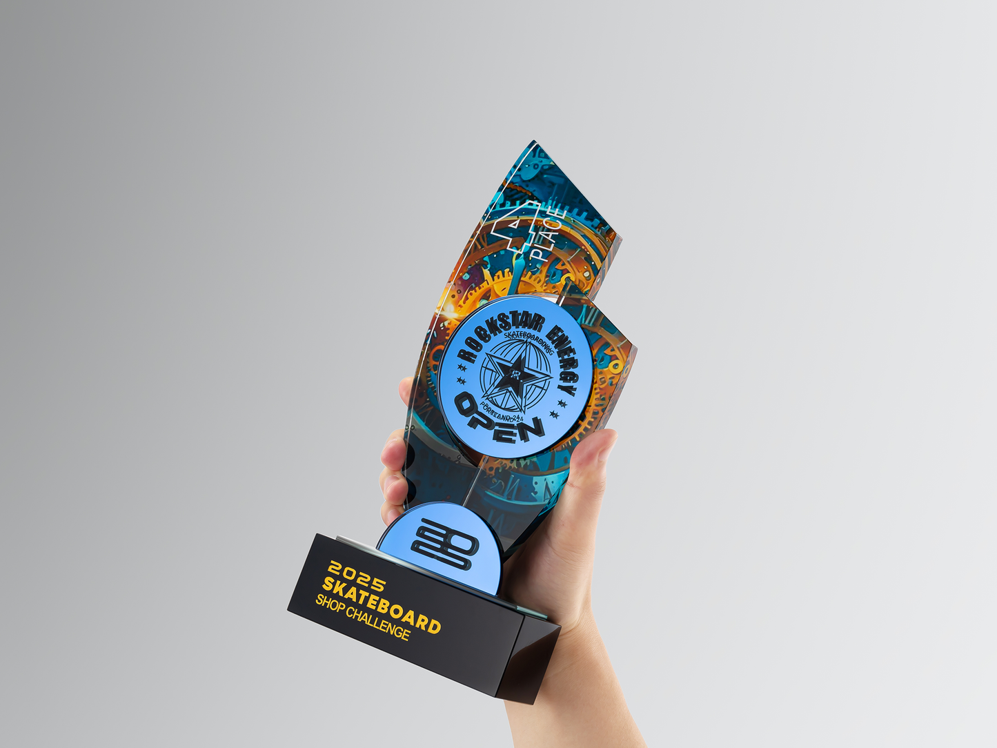 Custom Podium Glass & Crystal Place Award Trophy