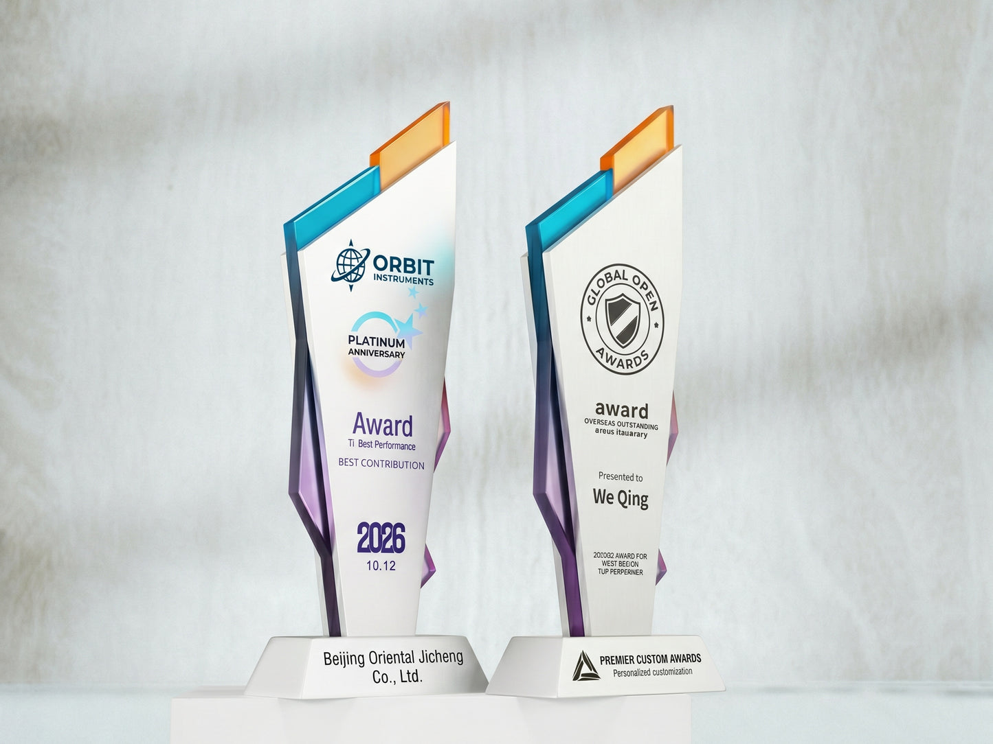 Custom Aero Aluminum & Glass Corporate Award Trophy