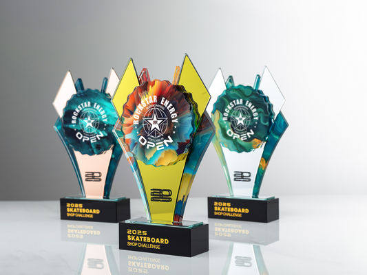 Custom Pinnacle Geometric Glass & K9 Crystal Award Trophy