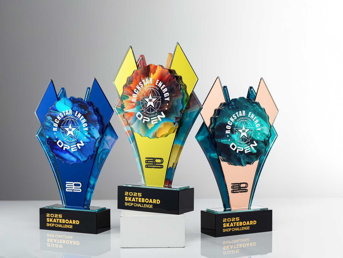 Custom Pinnacle Geometric Glass & K9 Crystal Award Trophy
