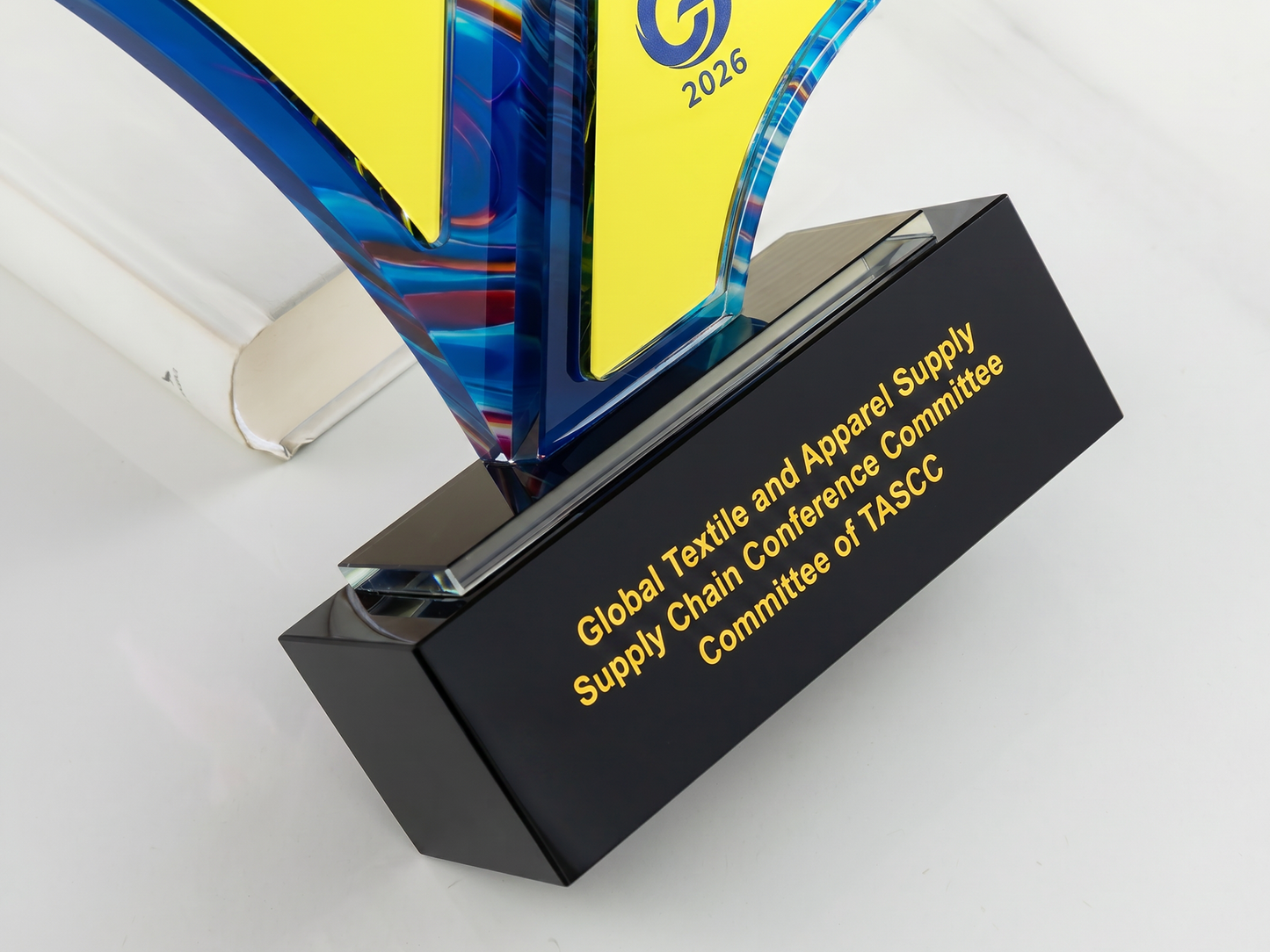 Custom Bolt Geometric Glass & Crystal Award Trophy