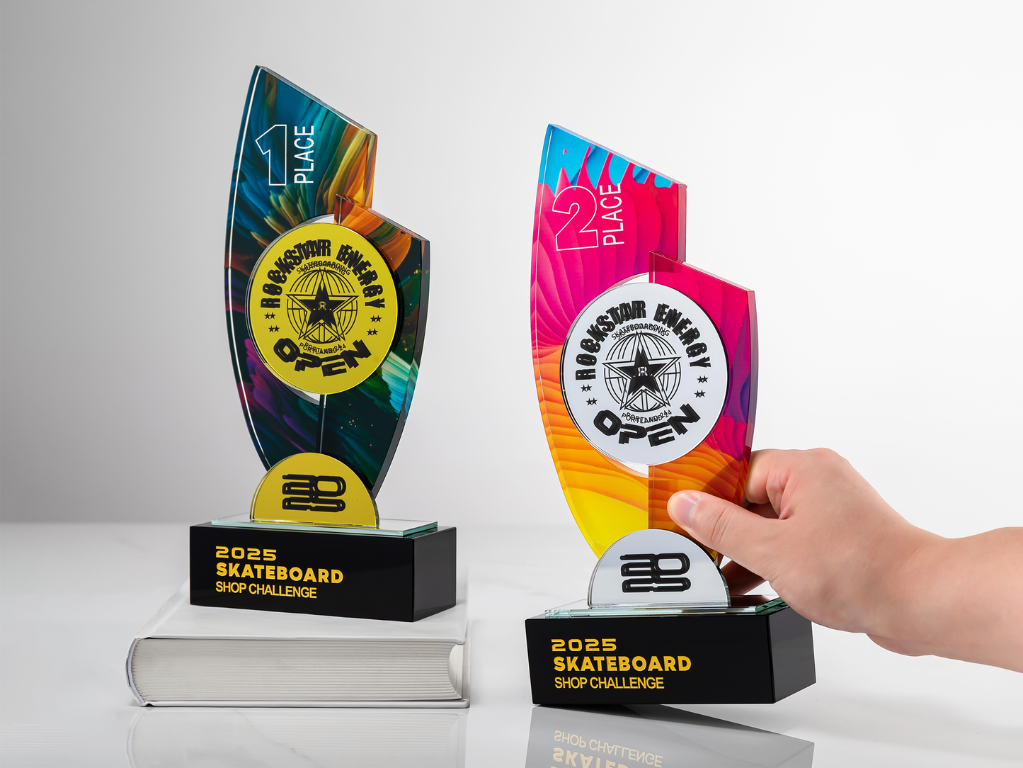 Custom Podium Glass & Crystal Place Award Trophy