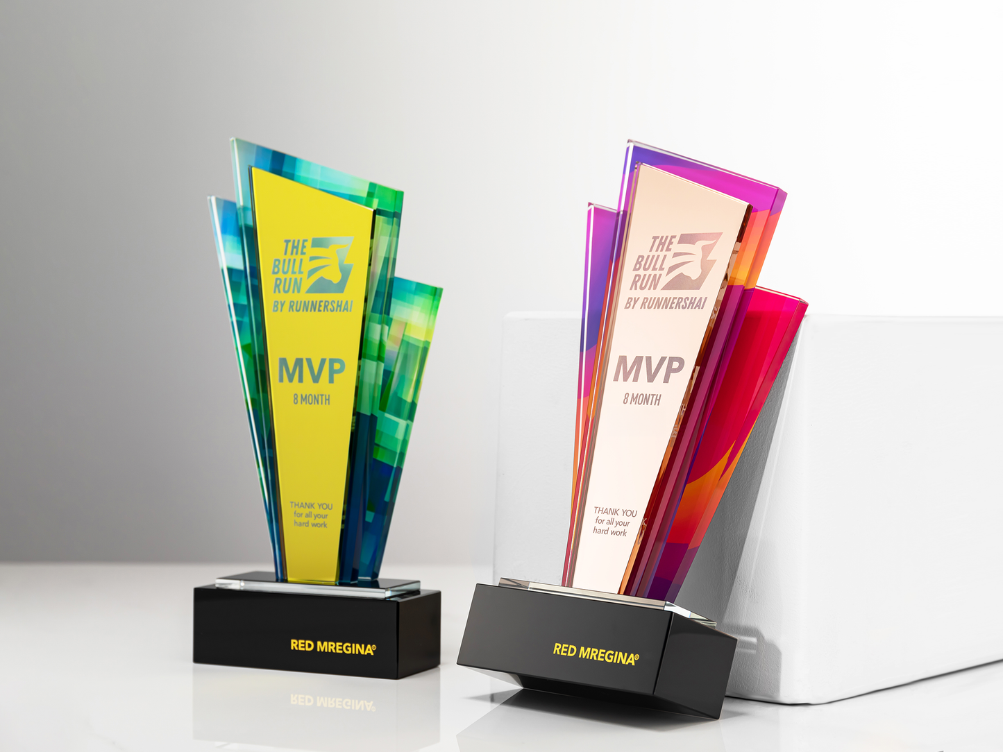 Custom Velocity Layered Glass & Crystal Award Trophy