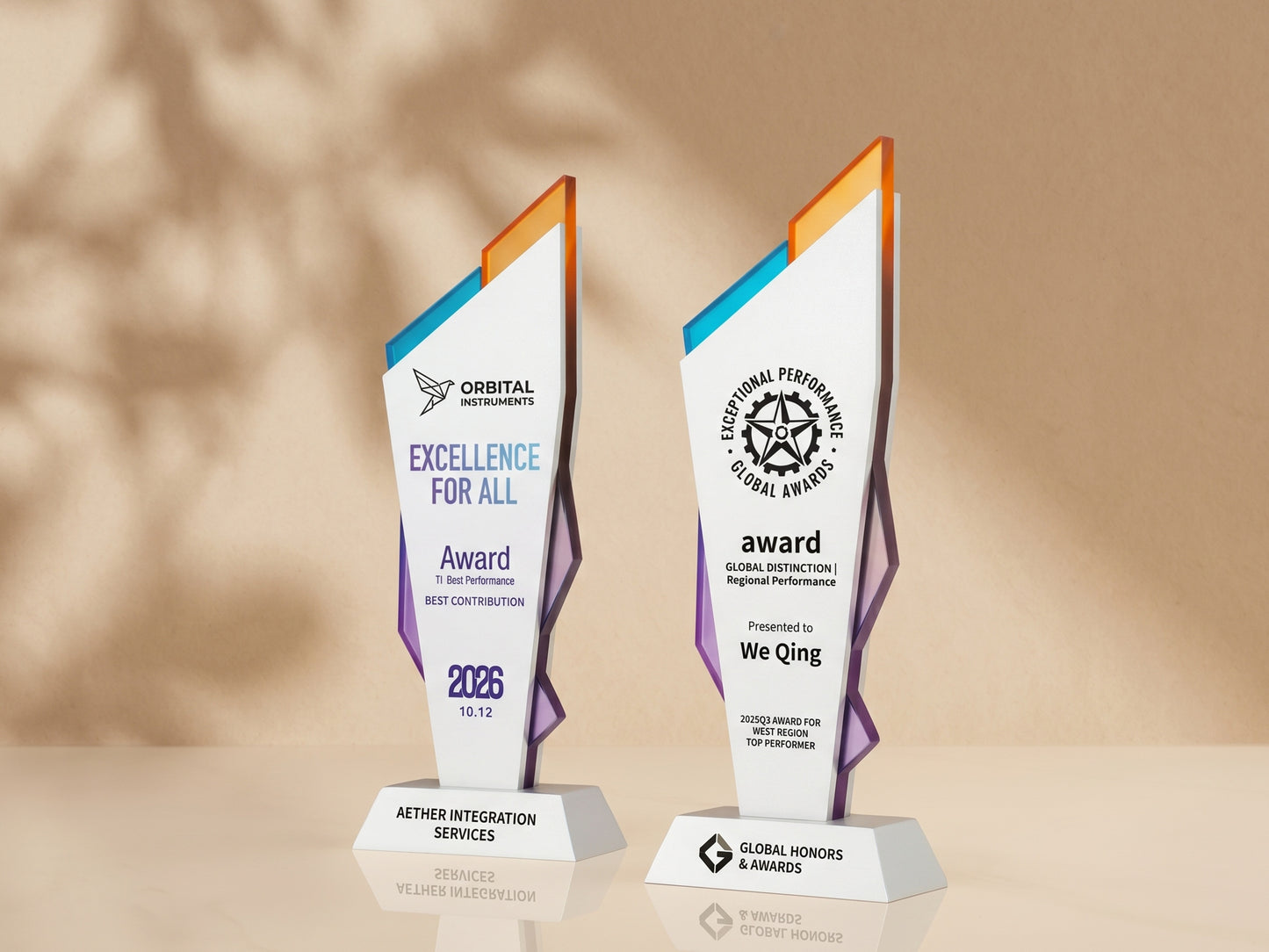 Custom Aero Aluminum & Glass Corporate Award Trophy