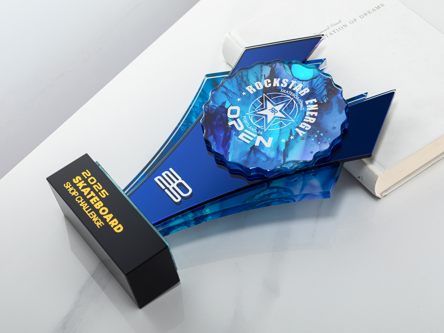 Custom Pinnacle Geometric Glass & K9 Crystal Award Trophy