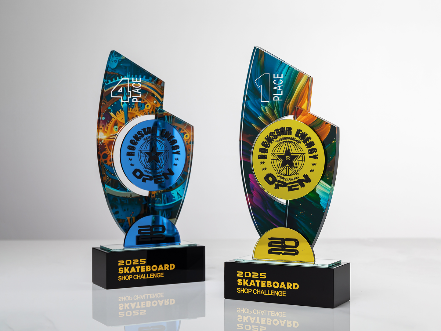 Custom Podium Glass & Crystal Place Award Trophy