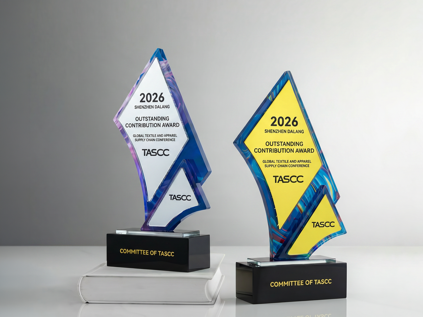 Custom Bolt Geometric Glass & Crystal Award Trophy