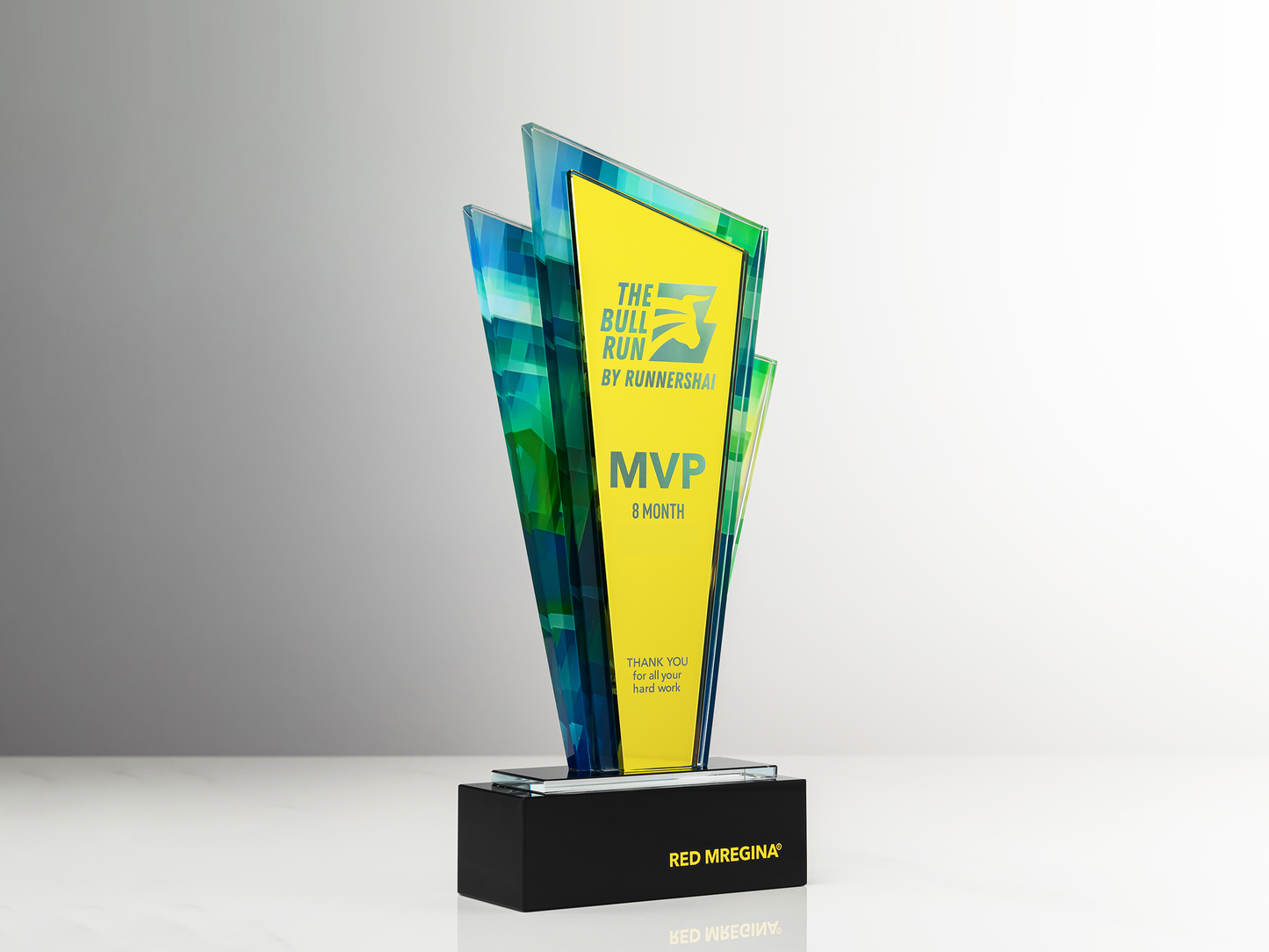 Custom Velocity Layered Glass & Crystal Award Trophy