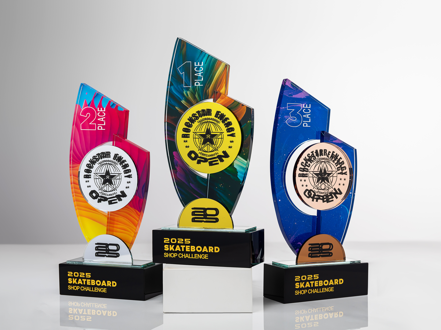 Custom Podium Glass & Crystal Place Award Trophy