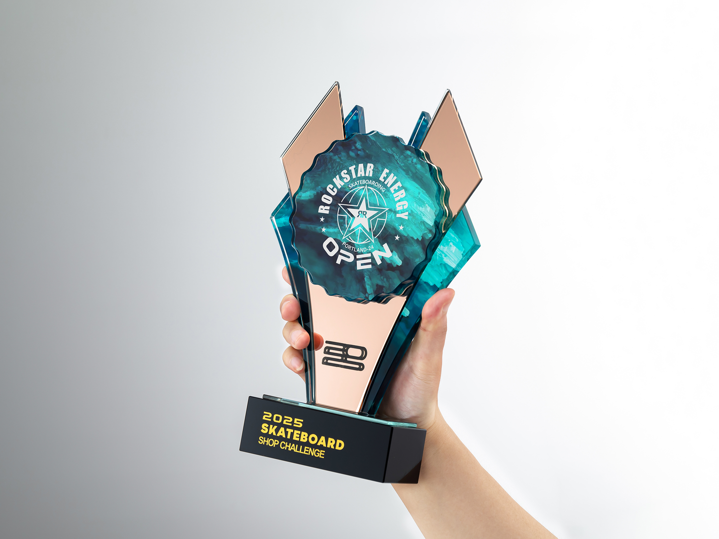 Custom Pinnacle Geometric Glass & K9 Crystal Award Trophy