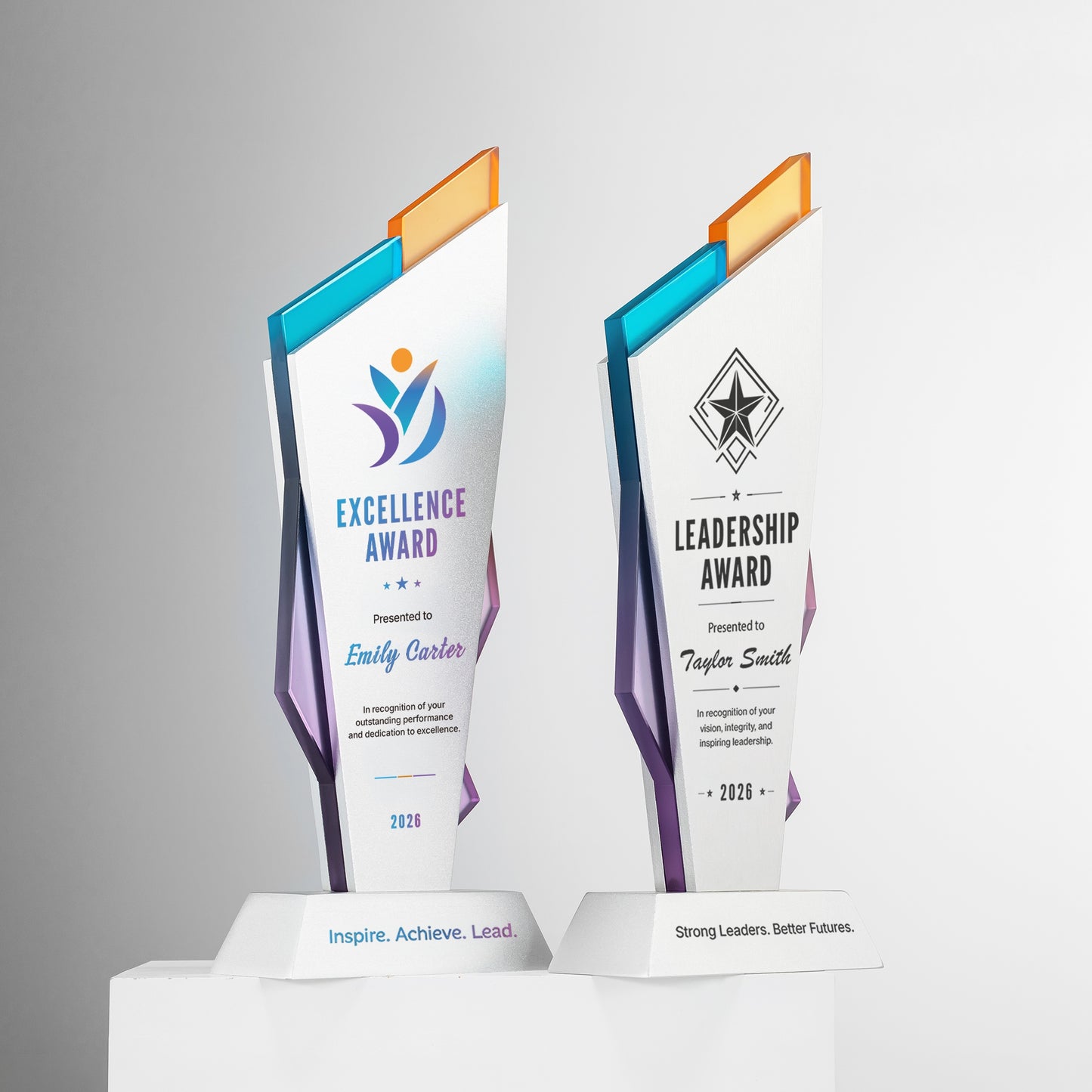 Aurora Spire Aluminum & Glass Award | Custom Logo Corporate Recognition Trophy