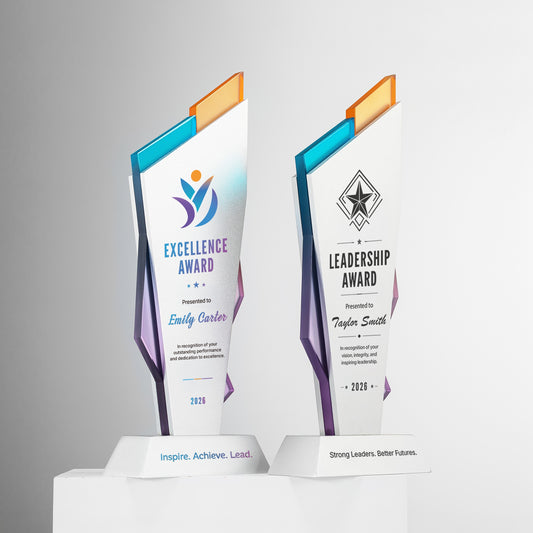 Aurora Spire Aluminum & Glass Award | Custom Logo Corporate Recognition Trophy