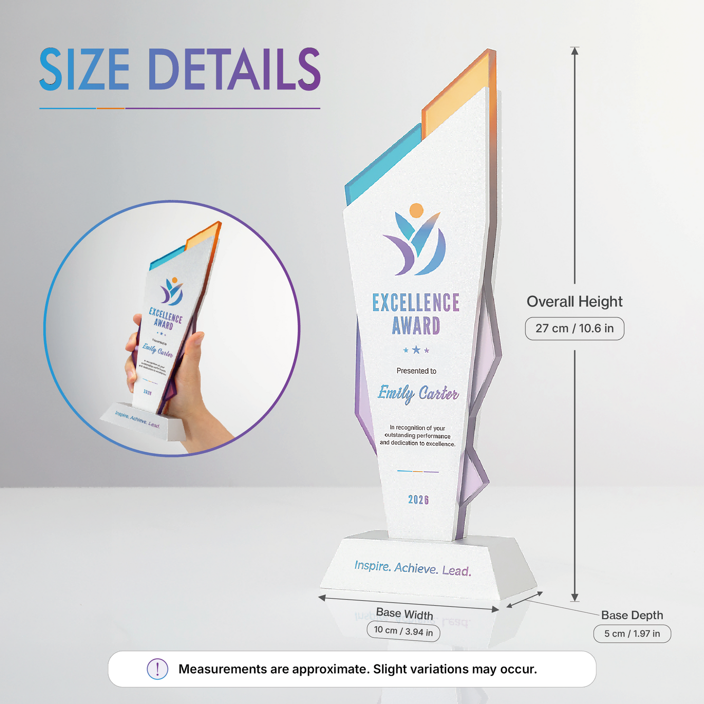 Aurora Spire Aluminum & Glass Award | Custom Logo Corporate Recognition Trophy