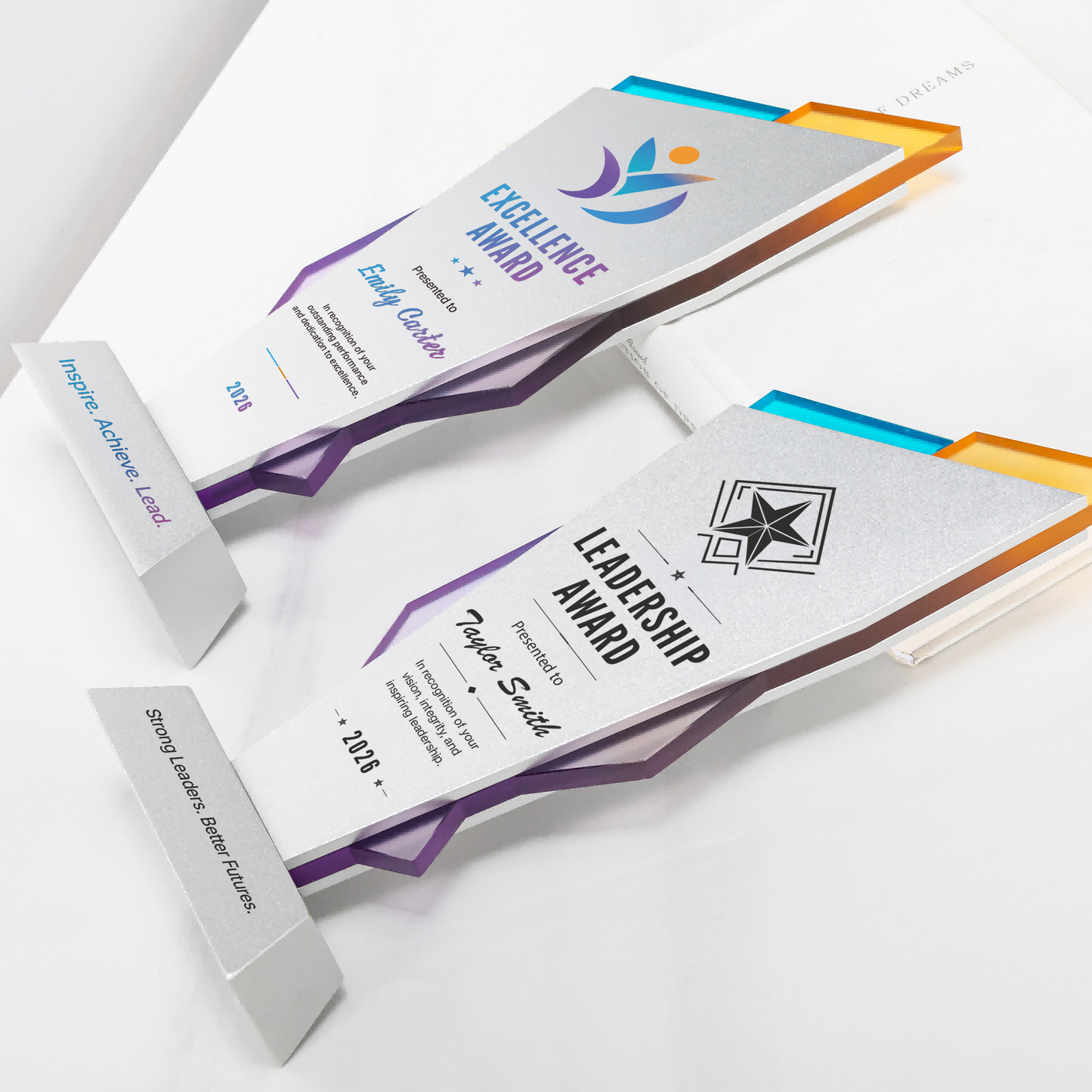 Aurora Spire Aluminum & Glass Award | Custom Logo Corporate Recognition Trophy