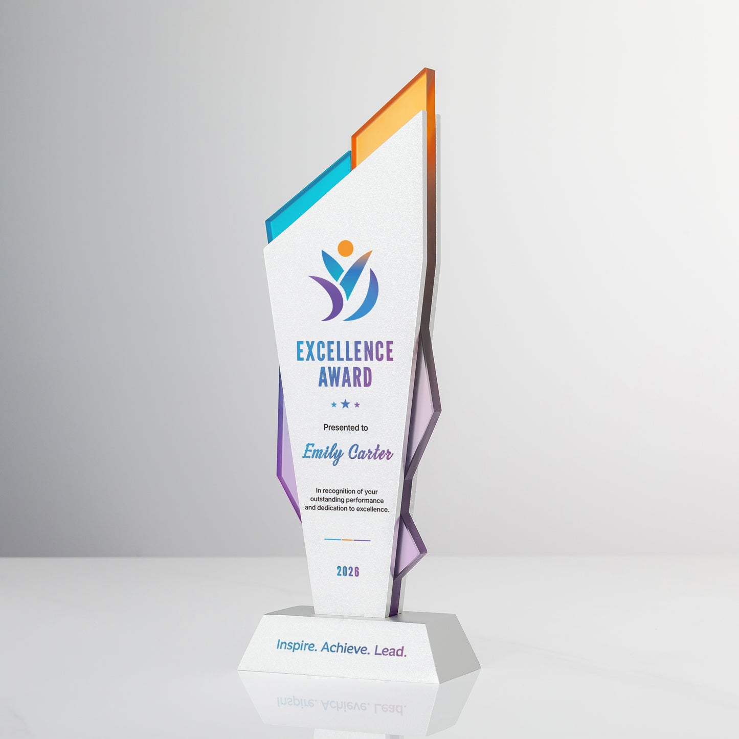 Aurora Spire Aluminum & Glass Award | Custom Logo Corporate Recognition Trophy
