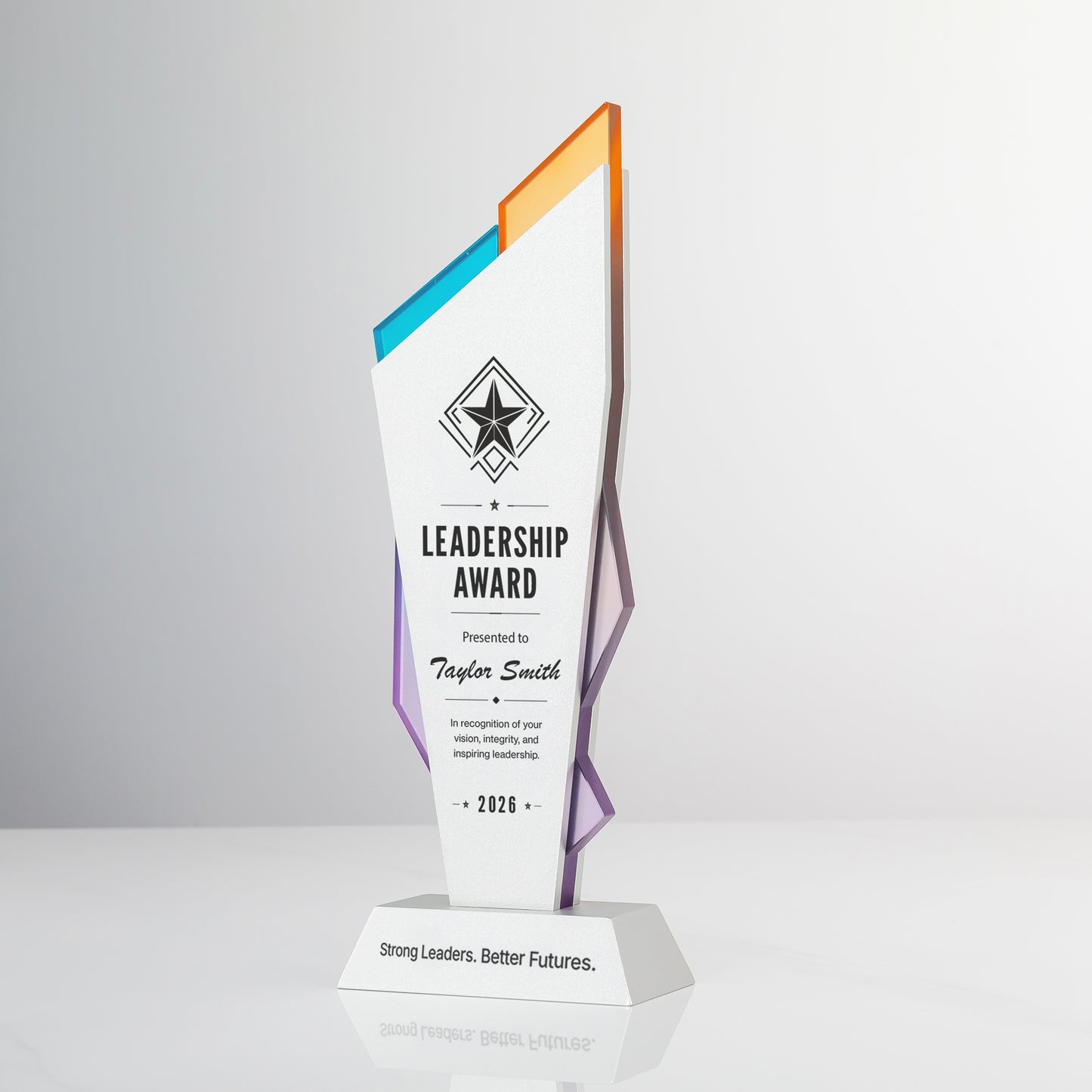 Aurora Spire Aluminum & Glass Award | Custom Logo Corporate Recognition Trophy