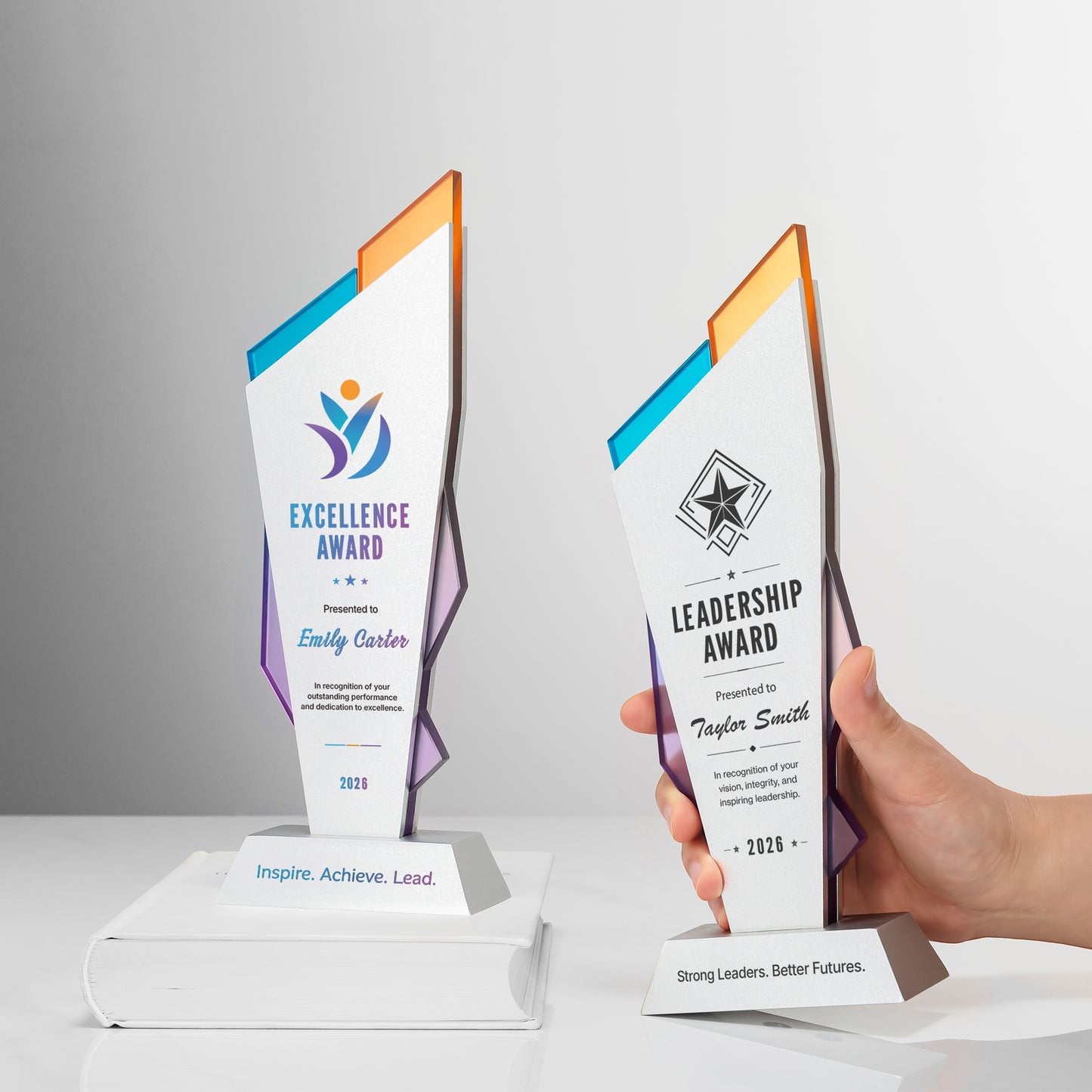 Aurora Spire Aluminum & Glass Award | Custom Logo Corporate Recognition Trophy