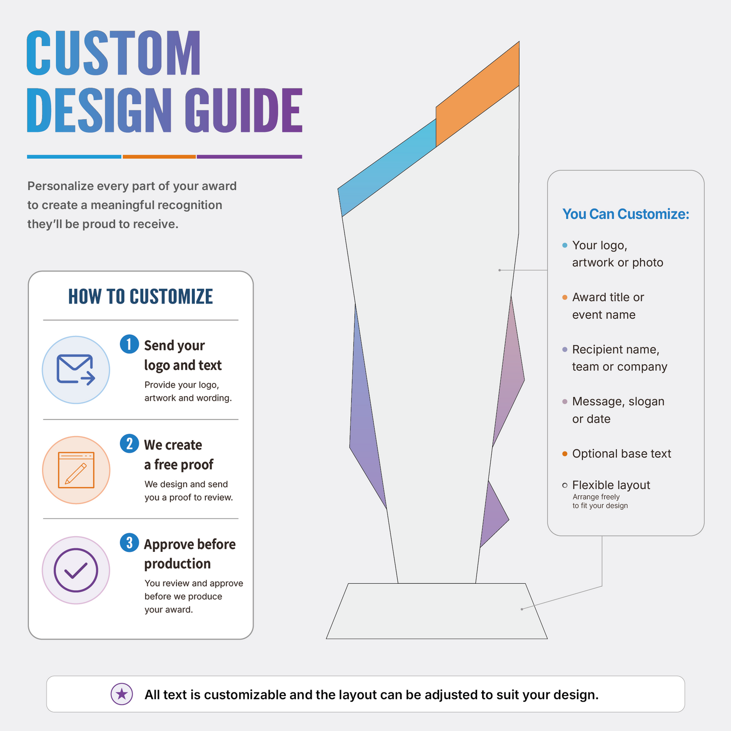 Aurora Spire Aluminum & Glass Award | Custom Logo Corporate Recognition Trophy