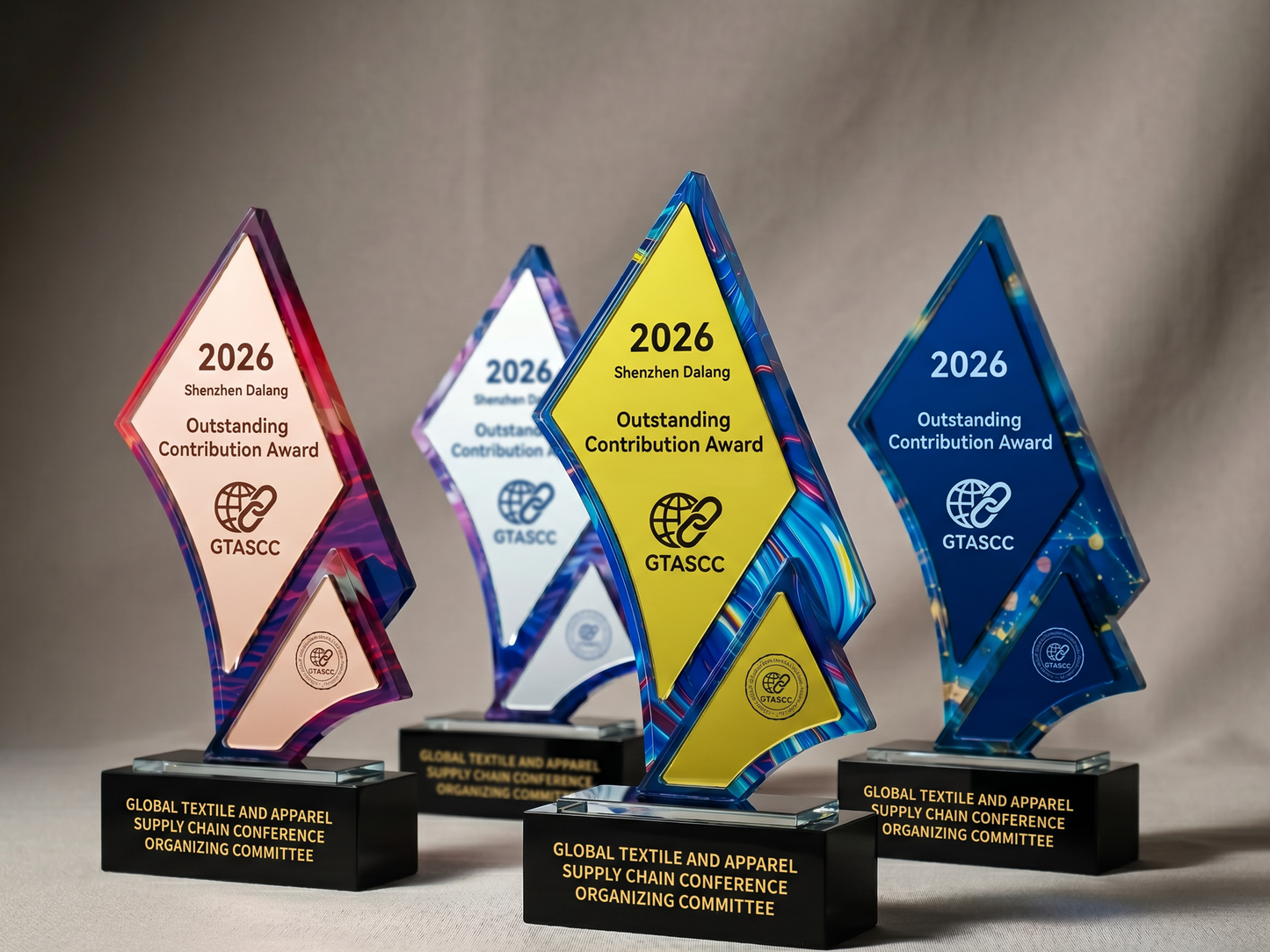 Custom Bolt Geometric Glass & Crystal Award Trophy